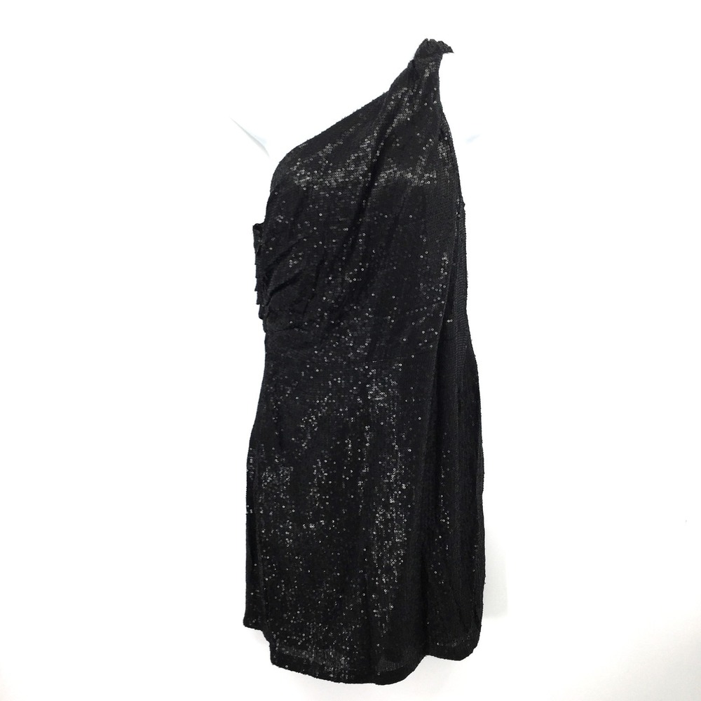 AllSaints cassis Black Sequin One shoulder cocktail party Dress LBD sparkle NYE